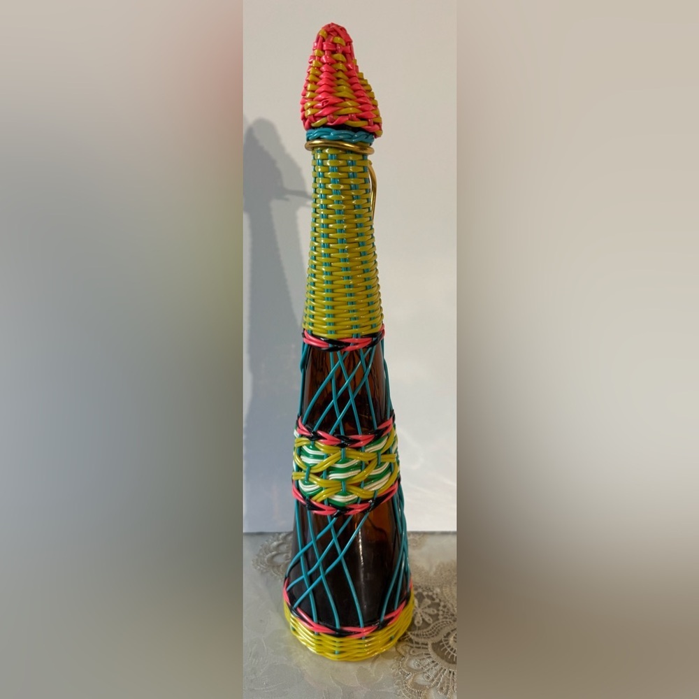 Vintage Scoubidou bottle Colorful Woven Decorative Bottle